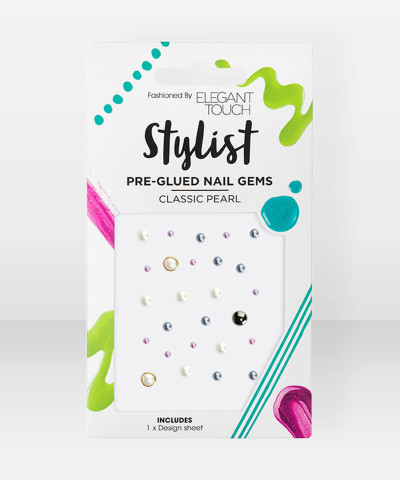 Elegant Touch PreGlued Nail Gems Classic Pearl