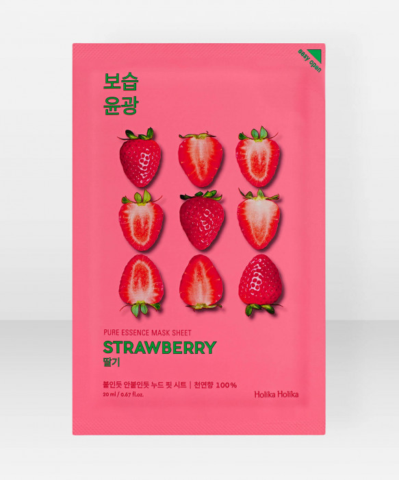 Holika Holika Pure Essence Strawberry Sheet Mask 23ml kangasnaamio kasvonaamio