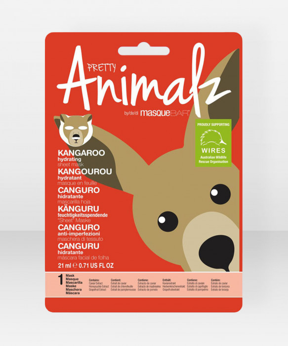 Pretty Animalz by Masque Bar Kangaroo Hydrating Sheet Mask kangasnaamio  kasvonaamio