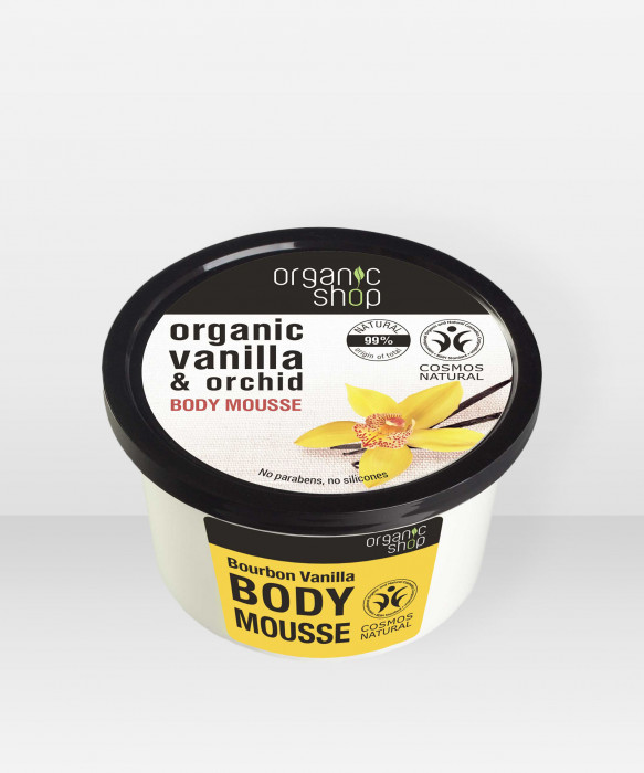 Organic Shop Indian Lotus Bourbon Vanilla vartalomousse 250 ml kosteusvoide vartalovoide