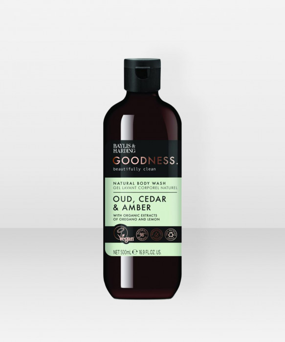 Baylis & Harding Goodness Oud, Cedar & Amber Body Wash 500ml suihkusaippua