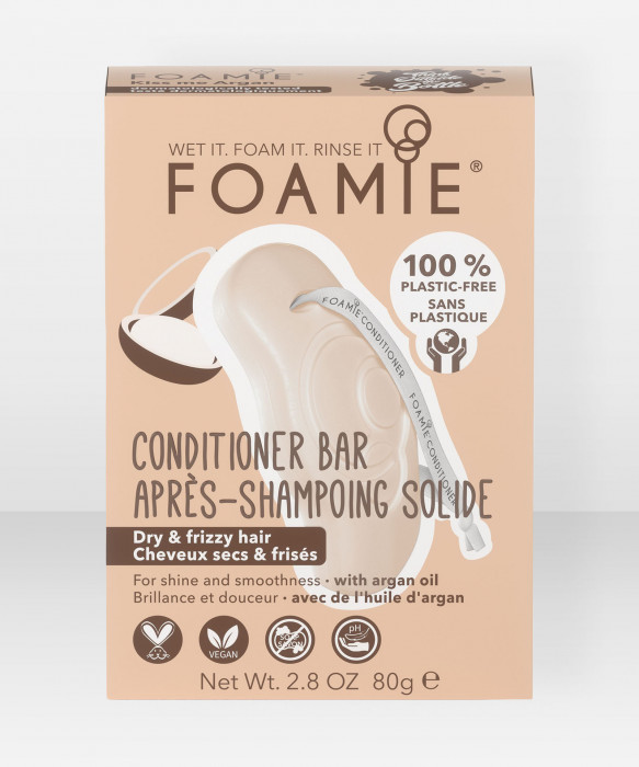 Foamie Conditioner Bar Kiss Me Argan for dry and frizzy hair hoitoainepala palahoitoaine